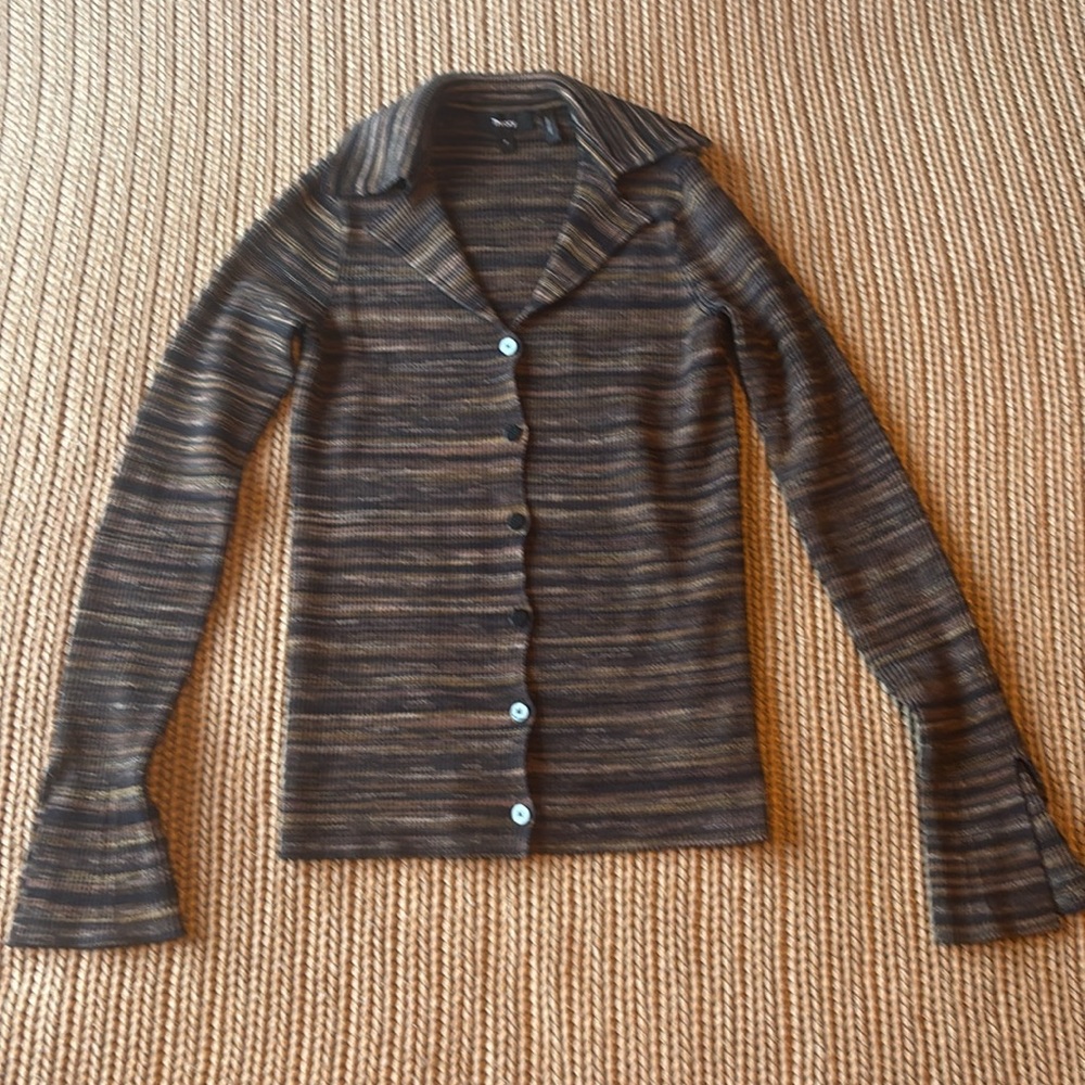 Theory slim fit polo neck button up shirt sz petite